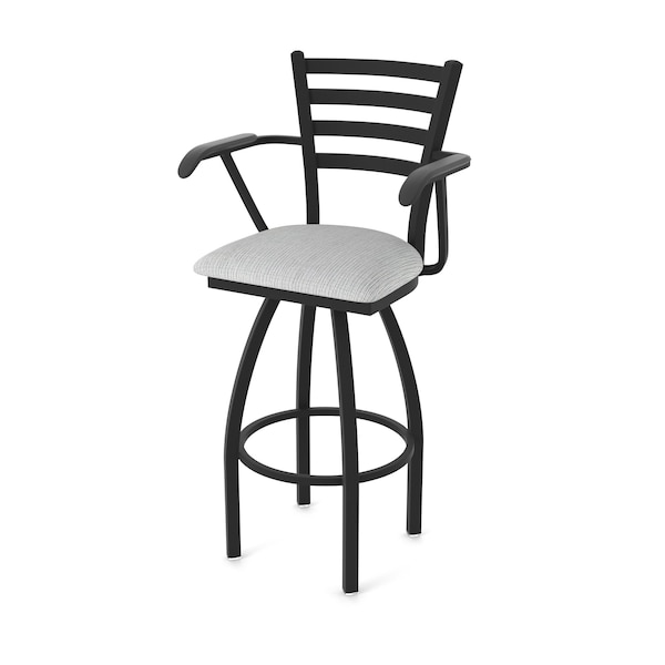 Holland Bar Stool Co Jackie with Arms 30 in. Swivel Bar Stool with Black Wrinkle Finish and Graph Alpine Seat 415 - main